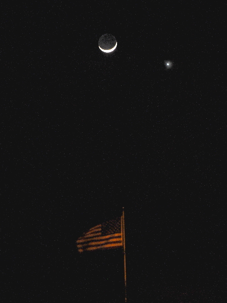 Moon, Venus, and US Flag