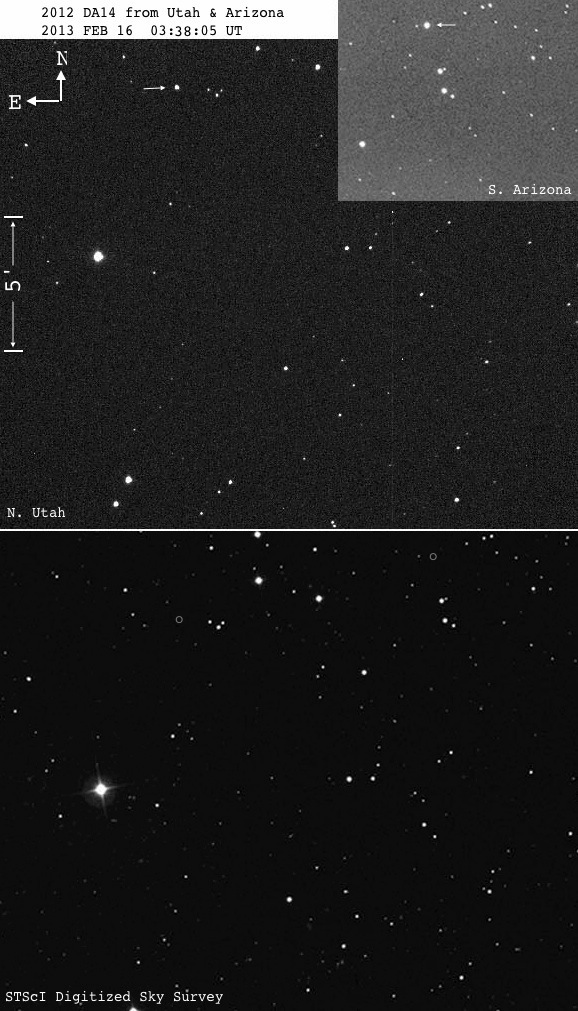 Minor Planet 2012 DA14 from 2 locations