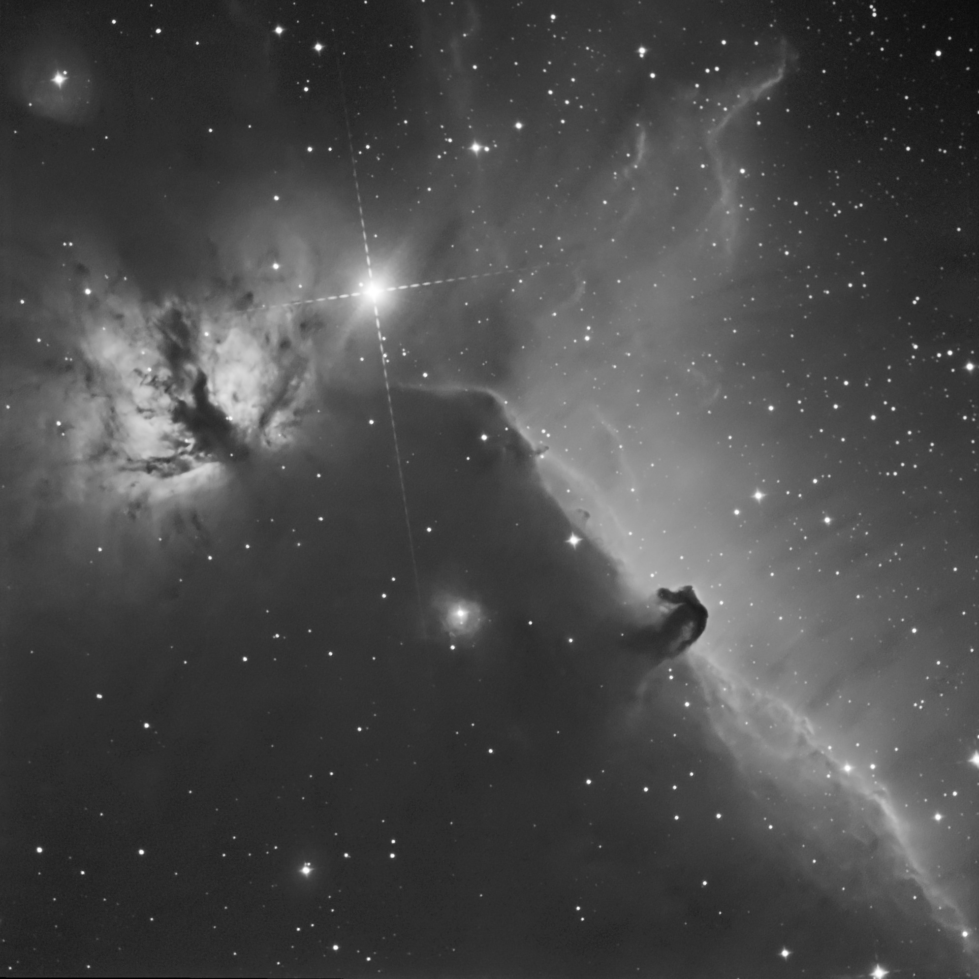 Horsehead and Flame in Hydrogen Alpha
