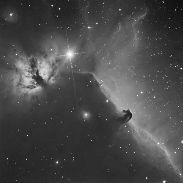 Horsehead and Flame in Hydrogen Alpha