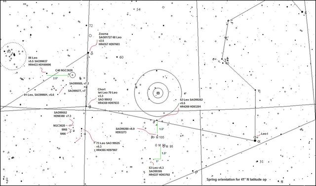 Leo Spur Galaxy Finder M65 M96 M105