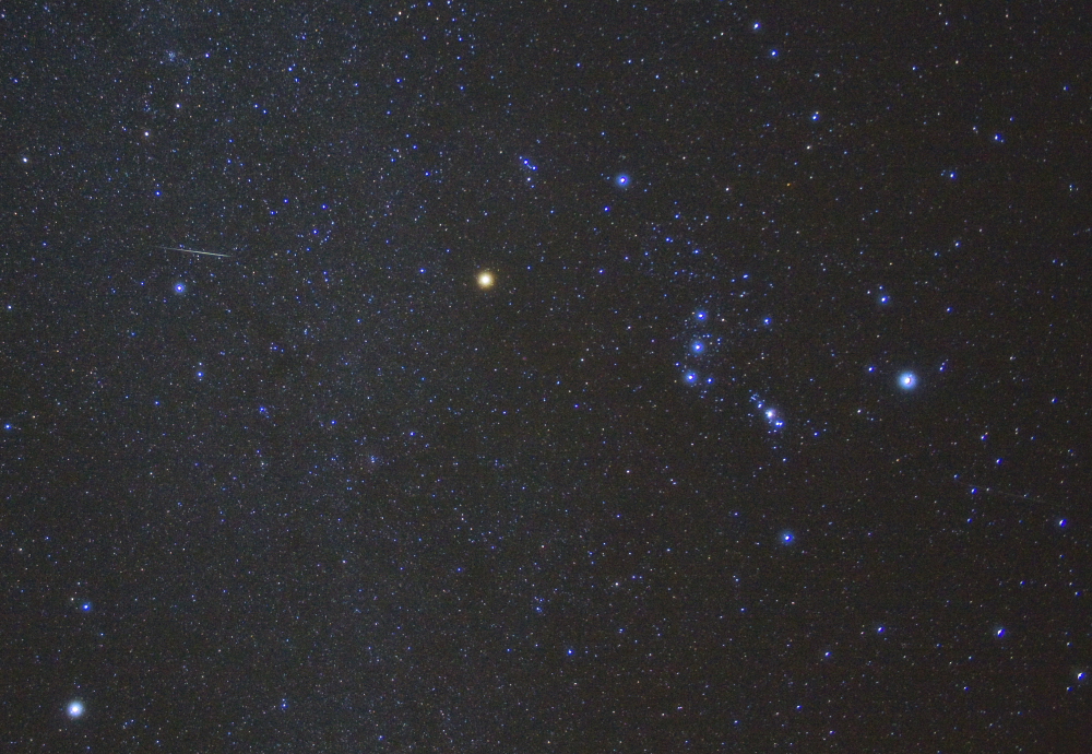 Geminid Meteor and Orion