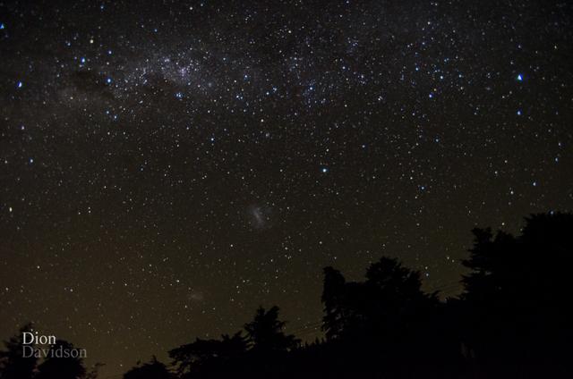 night sky near Whangamata Beach, New Zealand. Large and Small Magellenic clouds visible naked eye