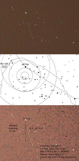 Perseid Meteor Track 20120812 10:11UT