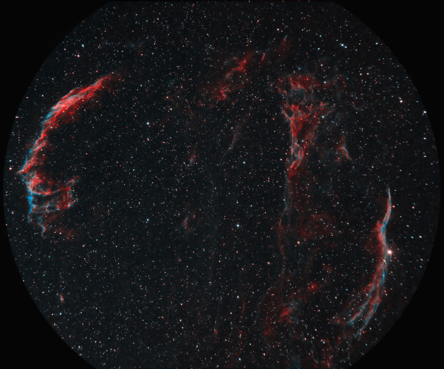 Veil Nebula Complex, in Ha and OIII, taken with a Borg 45ED.
