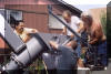 Roger Butz, Ken Harris (hidden) Andy Bogdan, Patrick Wiggins & Bruce Grim use a crane to install another part on the mount. 09 AUG 2001 McNeil photo