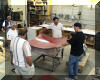 Boyd McNeil, Bruce Grim, Siegfried Jachmann, Roger Butz and Chuck Hards with the mold that Chuck will use to form the tube's end covers. 05 SEP 2001