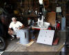 Bruce Grim beside the RA and Dec assemblies for the 81 cm (32") telescope. 28 MAY 2001